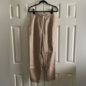 ANA HIGH RISE PLEATED TAPERED LEG KHAKI CHINO PANTS PREPPY TRAVEL RESORT 4